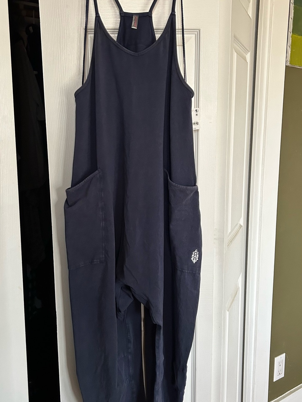 FP Movement by Free People Navy Scoop-Neck Romper with Pockets